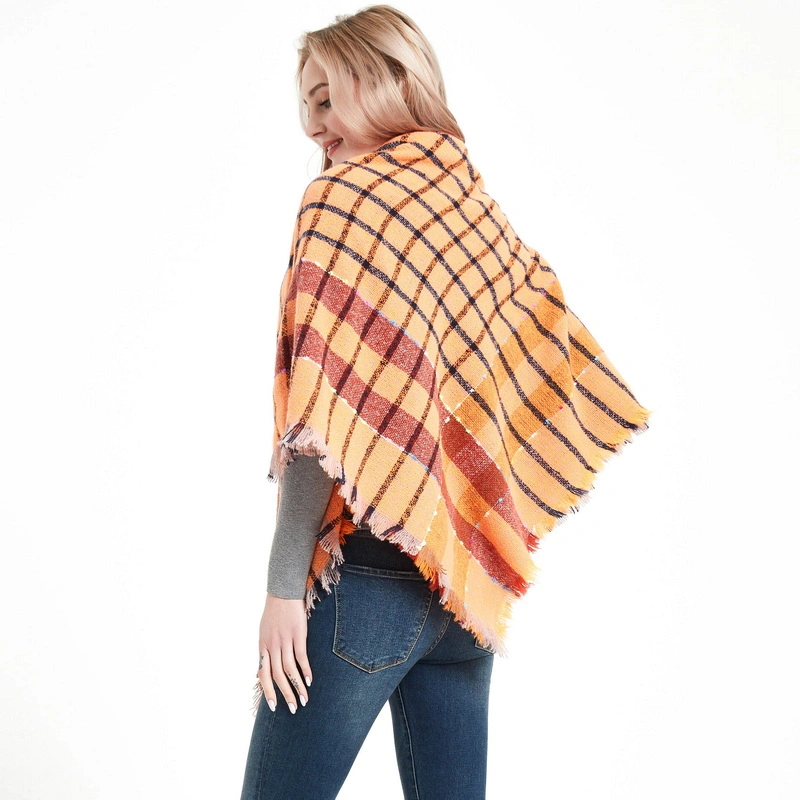 Square or Long Classic Thick Women Checked Plaid Scarf