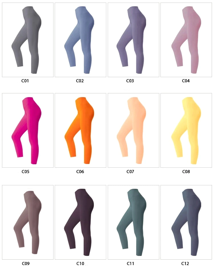 Solid Color Slimming Seamless Front Design High Waist Ultra Soft Lightweight Capris Wide Waistband Yoga Pants with Hidden Pocket