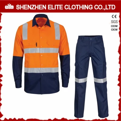 Hi Vis コットンドリル安全反射作業服男性用